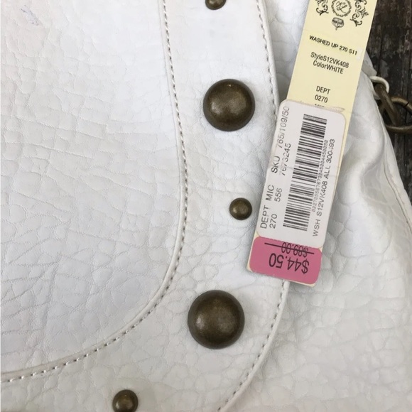 NWT Kate Landry White PVC Handbag Shoulder Bag  Round Studs Reg $89 At Dillards. - Picture 8 of 10